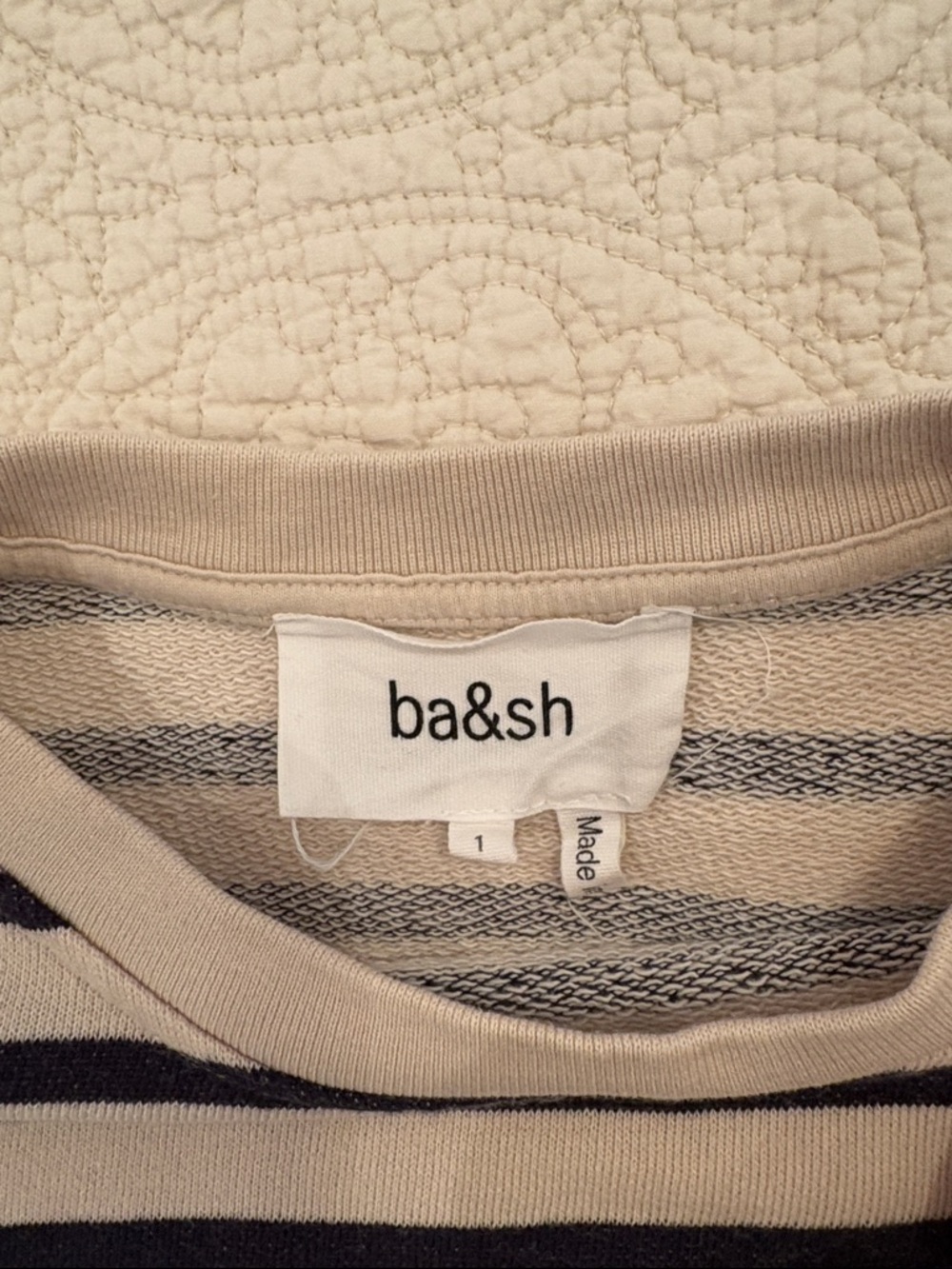 ba&sh Navy and Cream Lightweight Striped Sweatshirt - Picture 4 of 9